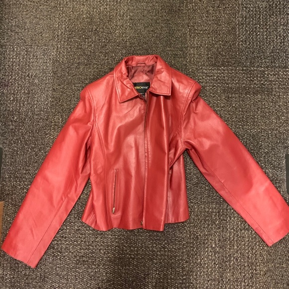 100% Authentic Red Leather Jacket - Picture 3 of 4